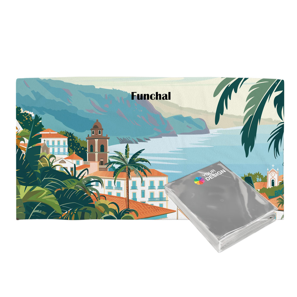 rPET ActiveTowel® Sports 130x70 cm im Polybeutel individueller Klappkarte, All-Inclusive-Paket