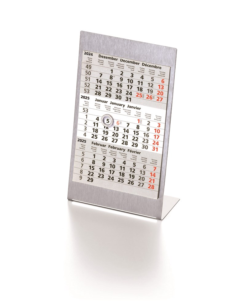 Aufstellkalender Edelstahl, 2 Jahre