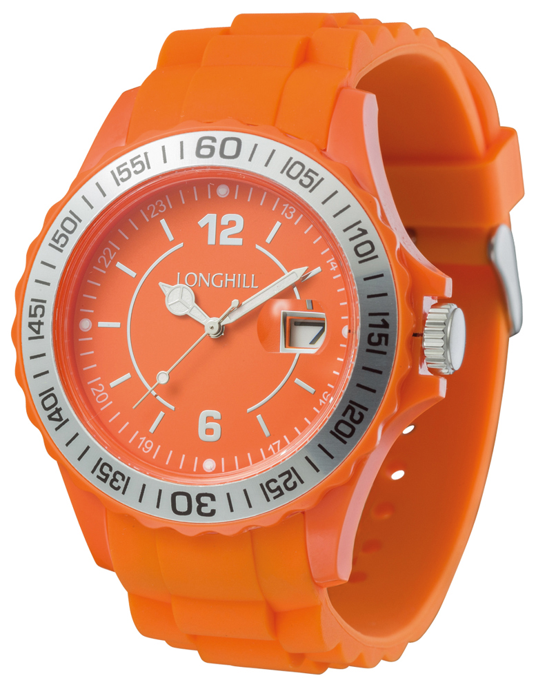 Kunststoffuhr LOGI SILBER - Orange