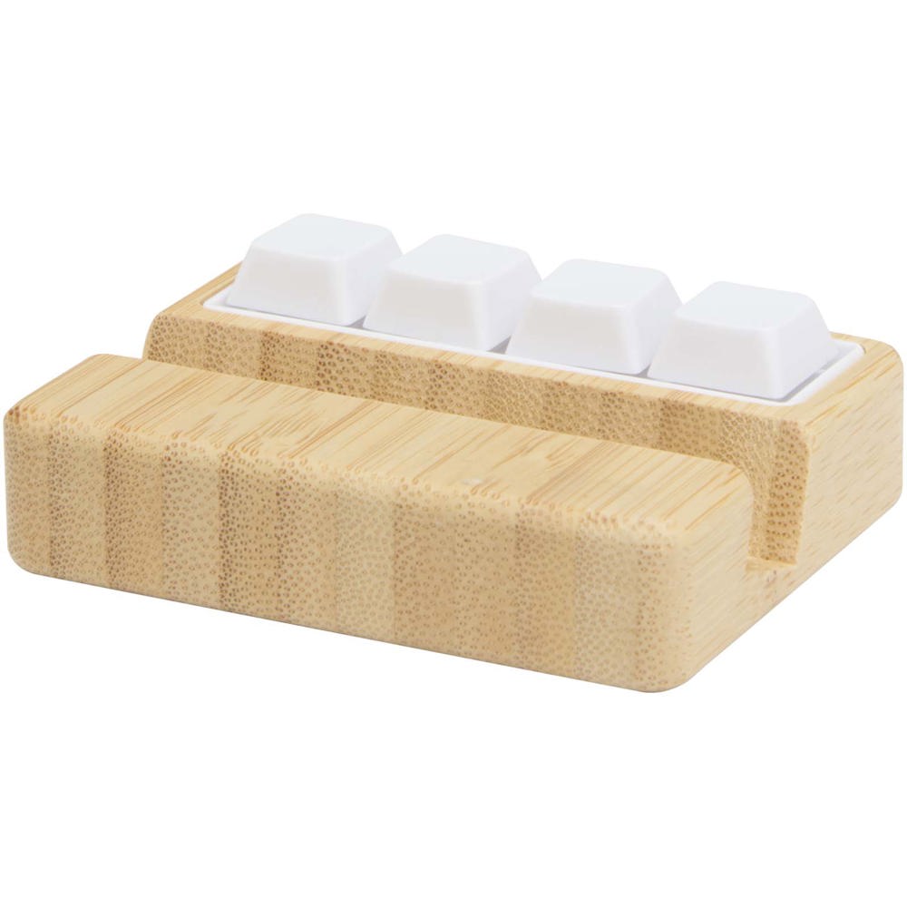 Algol Smartphonehalterung  aus recyceltem Kunststoff mit Fidget-Toy mit Bambusdetails