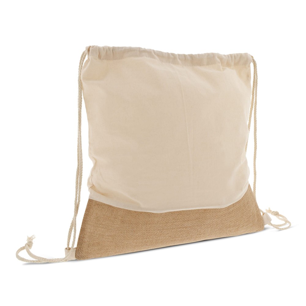 Rucksackbeutel Jute mit Baumwollschnüren 38x41cm