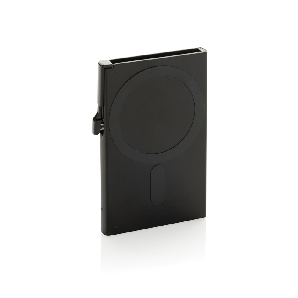 Magnetischer RFID-Kartenhalter aus Aluminium für Smartphones - schwarz (± PMS Black)