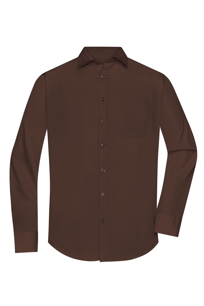 Men's Shirt Longsleeve Poplin - Brown (ca. Pantone 476C)