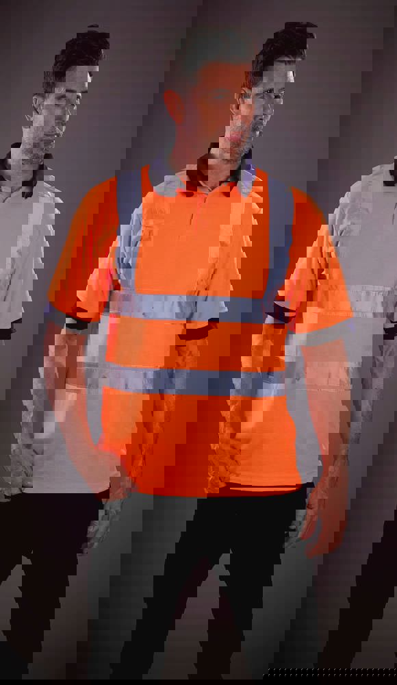 YHVJ210 - YOKO Kurzärmliges Polo Shirt in Warnfarbe