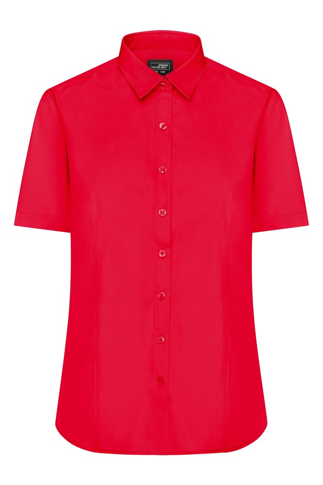 Ladies' Shirt Shortsleeve Poplin - Tomato (ca. Pantone 186C)