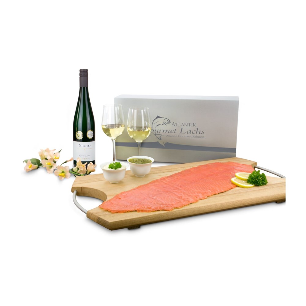 Lachs-Gutschein in Holzbox: Genießer Lachs-Gutschein in Holzbox: Genießer