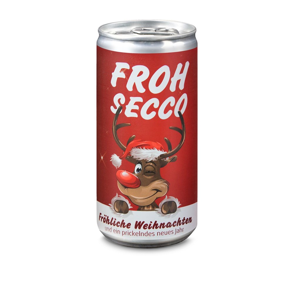 FROHSECCO Elch (rot) - 24 x Promo Secco 0,2 l, Slimlinedose FROHSECCO Elch (rot) - 24 x Promo Secco 0,2 l, Slimlinedose