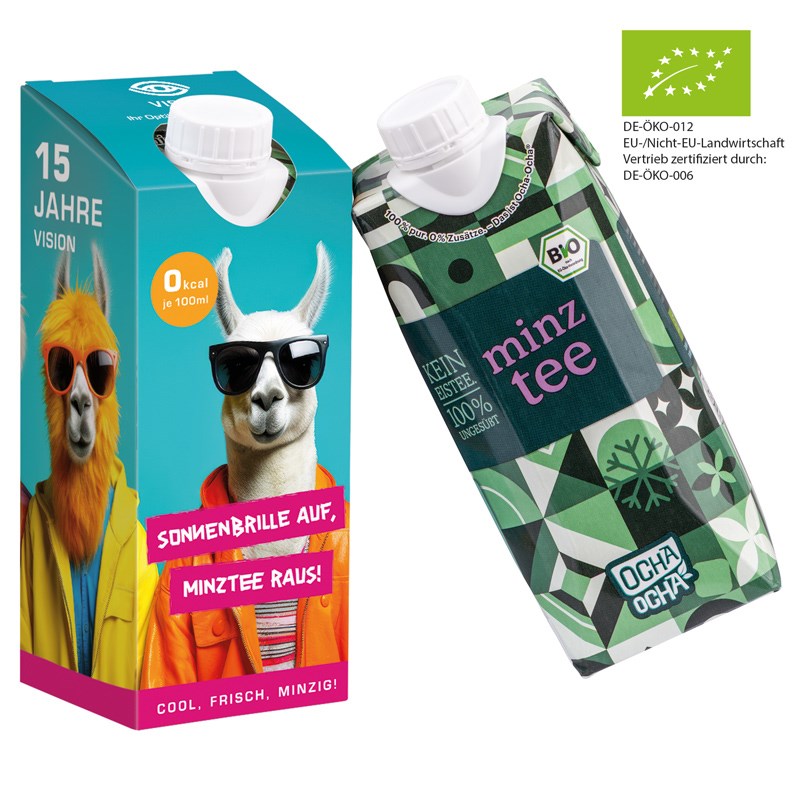 Drink Pack mit Ocha-Ocha® BIO Minztee in Werbeverpackung Drink Pack mit Ocha-Ocha® BIO Minztee in Werbeverpackung
