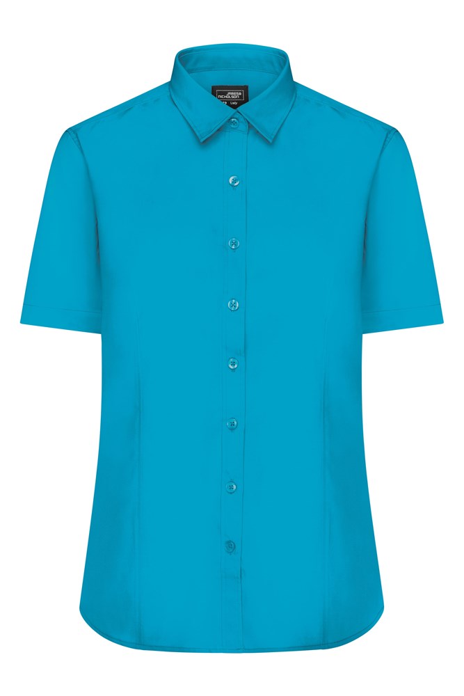 Ladies' Shirt Shortsleeve Poplin - Turquoise (ca. Pantone 312C)