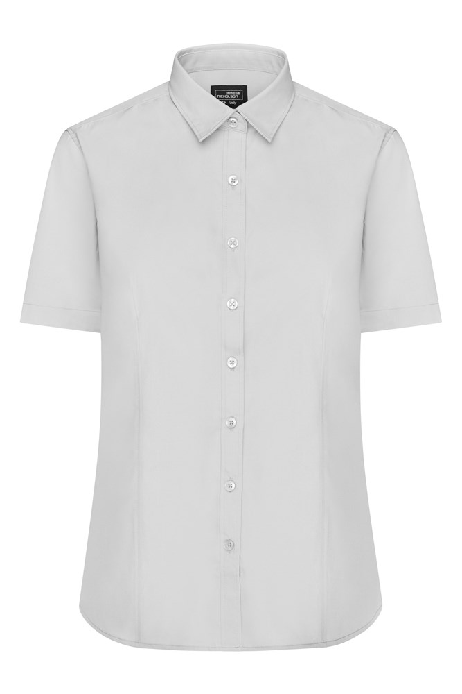 Ladies' Shirt Shortsleeve Poplin - Light-grey (ca. Pantone 400C)