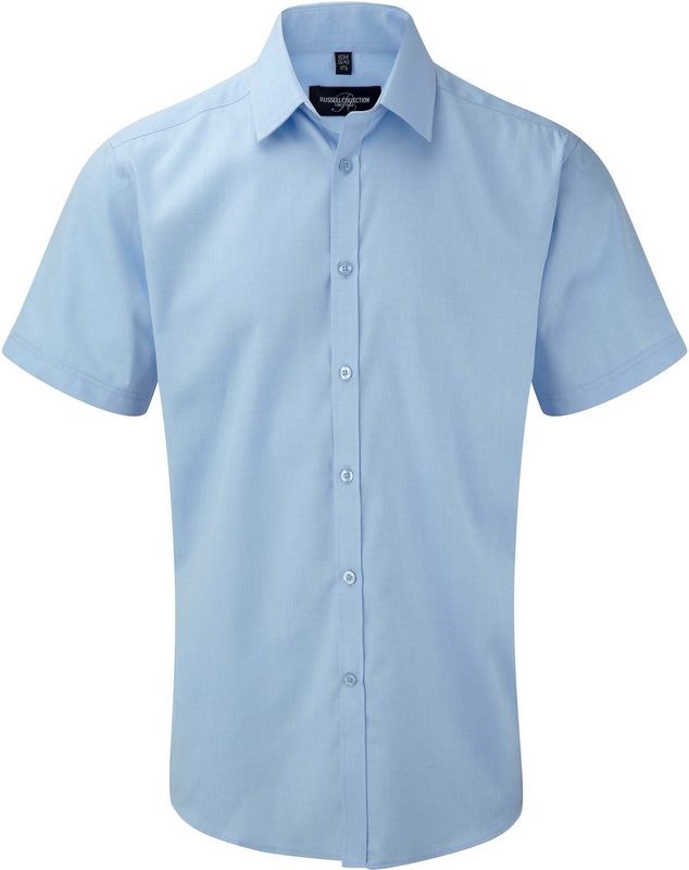 Russell Men's Short Sleeve Herringbone Shirt - hellblau
