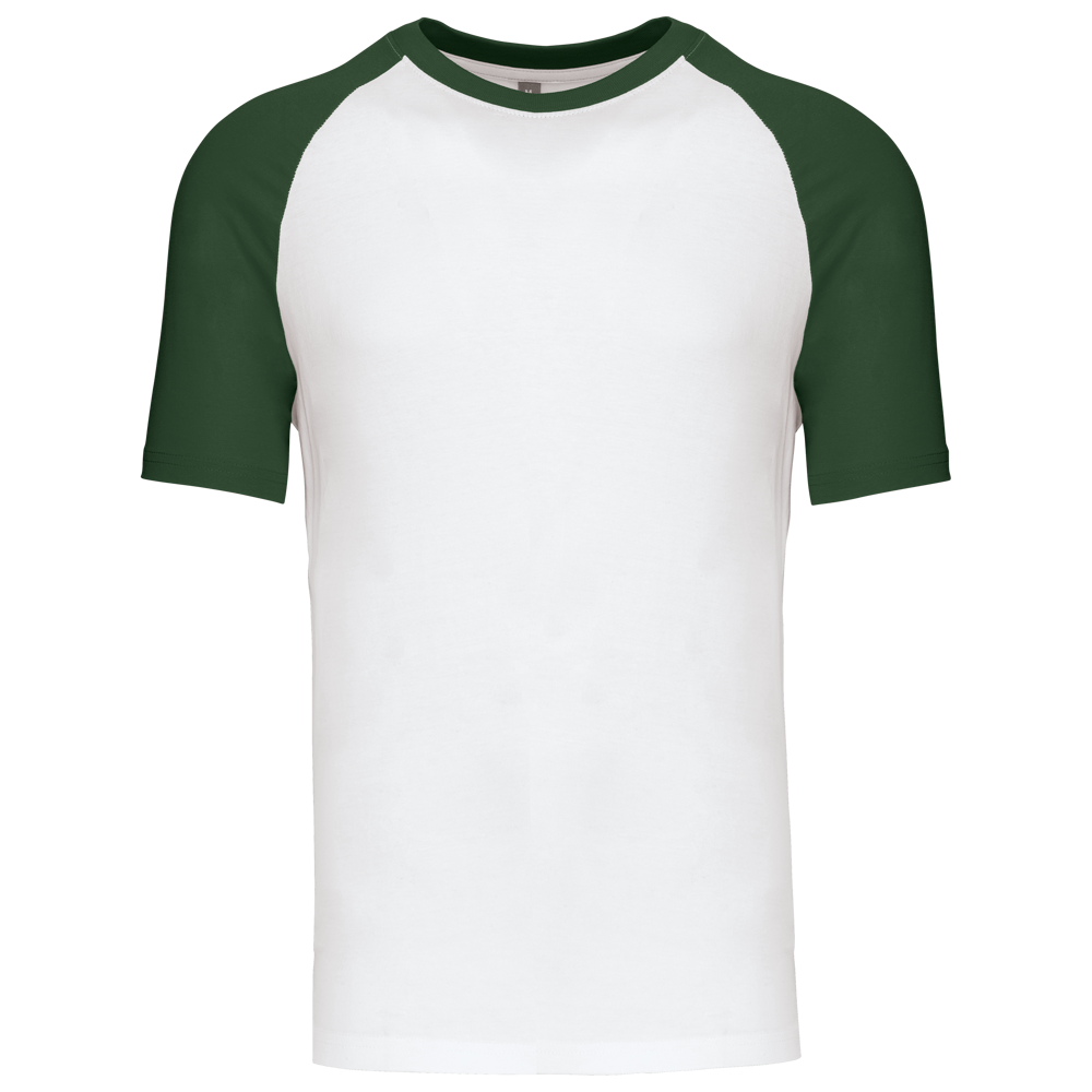 K330 - Baseball-Shirt, zweifarbig - White / Forest Green