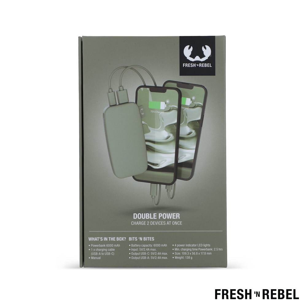 2PB6100 | Fresh 'n Rebel Powerbank 6000mAh USB-C 2PB6100 | Fresh 'n Rebel Powerbank 6000mAh USB-C