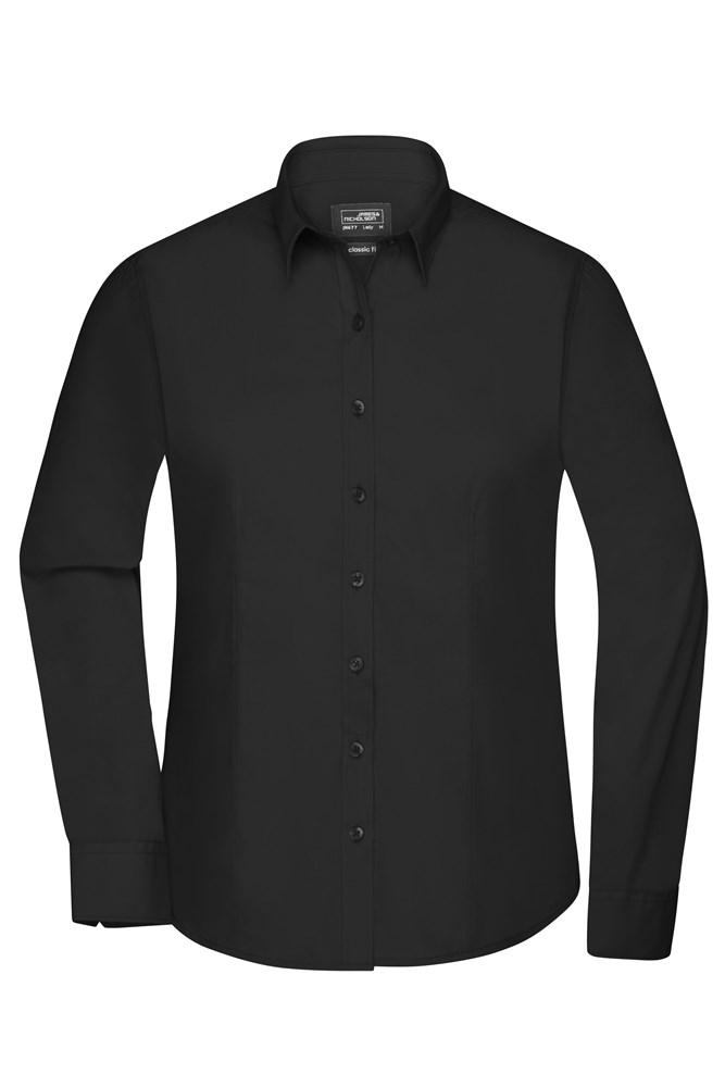 Ladies' Shirt Longsleeve Poplin - Black (ca. Pantone blackC)