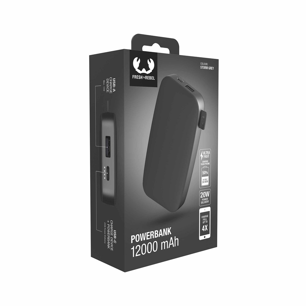 Fresh 'n Rebel Powerbank 12000 mAh USB-C Storm Grey