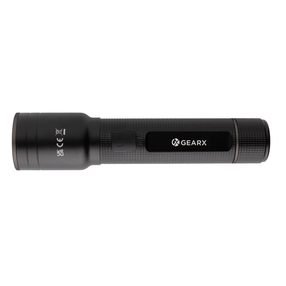 Heavy-Duty USB-Taschenlampe aus RCS recyceltem Aluminium Heavy-Duty USB-Taschenlampe aus RCS recyceltem Aluminium