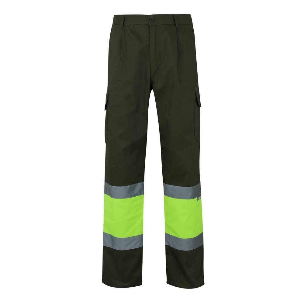 VL POSEIDON LARGE. Zweifarbige Twill-Hose mit mehreren Taschen (210 g/m²), aus Baumwolle (20%) und Polyester (80%) - Khaki, Gelb