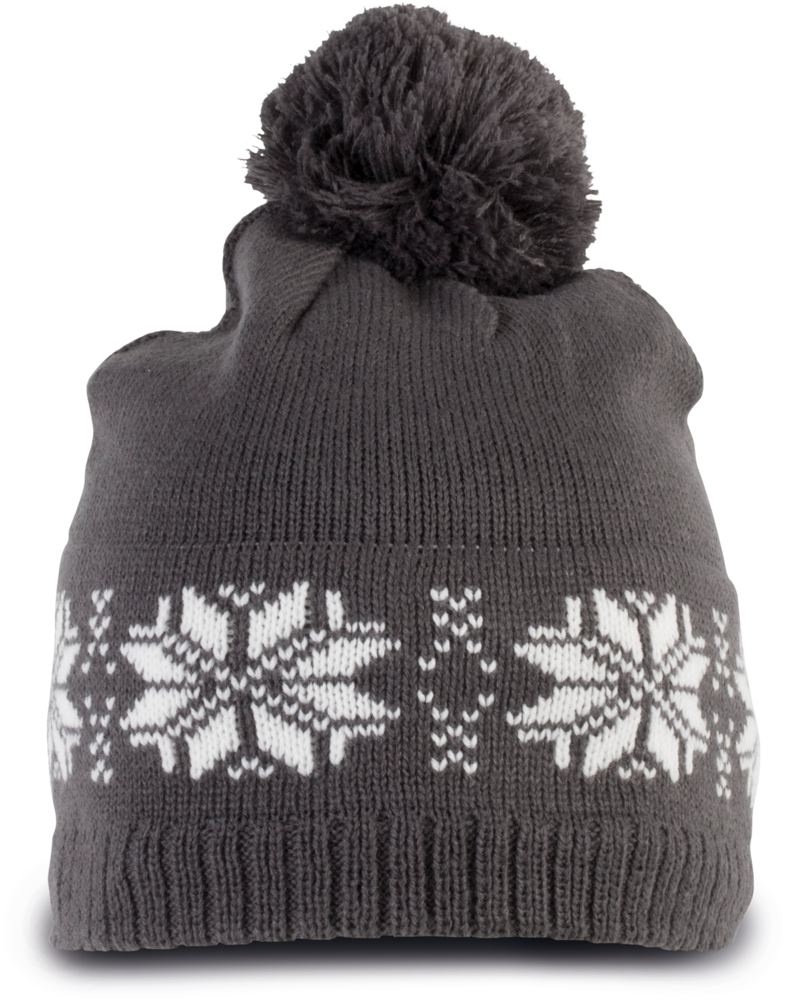 KP540 - Weihnachtsstrickmütze mit Sternmuster - Steel Grey