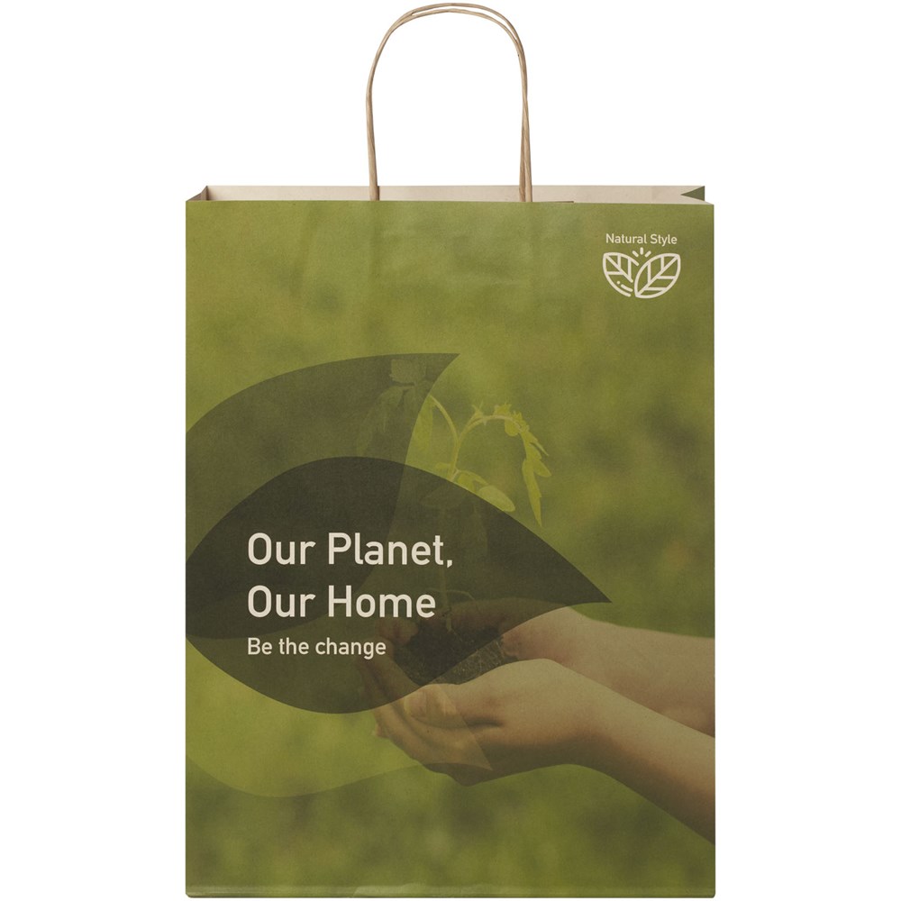 Papiertüte 150 g/m² aus landwirtschaftlichen Reststoffen mit gedrehten Griffen – XXL Papiertüte 150 g/m² aus landwirtschaftlichen Reststoffen mit gedrehten Griffen – XXL