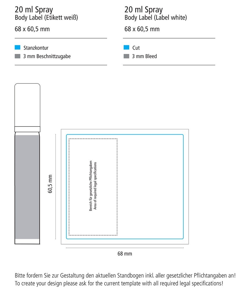 Hände-Desinfektionsspray (DIN EN 1500), 20 ml, Body Label Hände-Desinfektionsspray (DIN EN 1500), 20 ml, Body Label