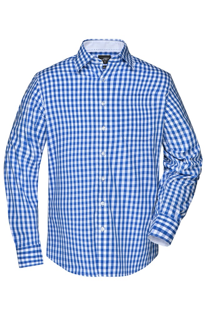 Men's Checked Shirt - Royal/white (ca. Pantone 2935C
white)