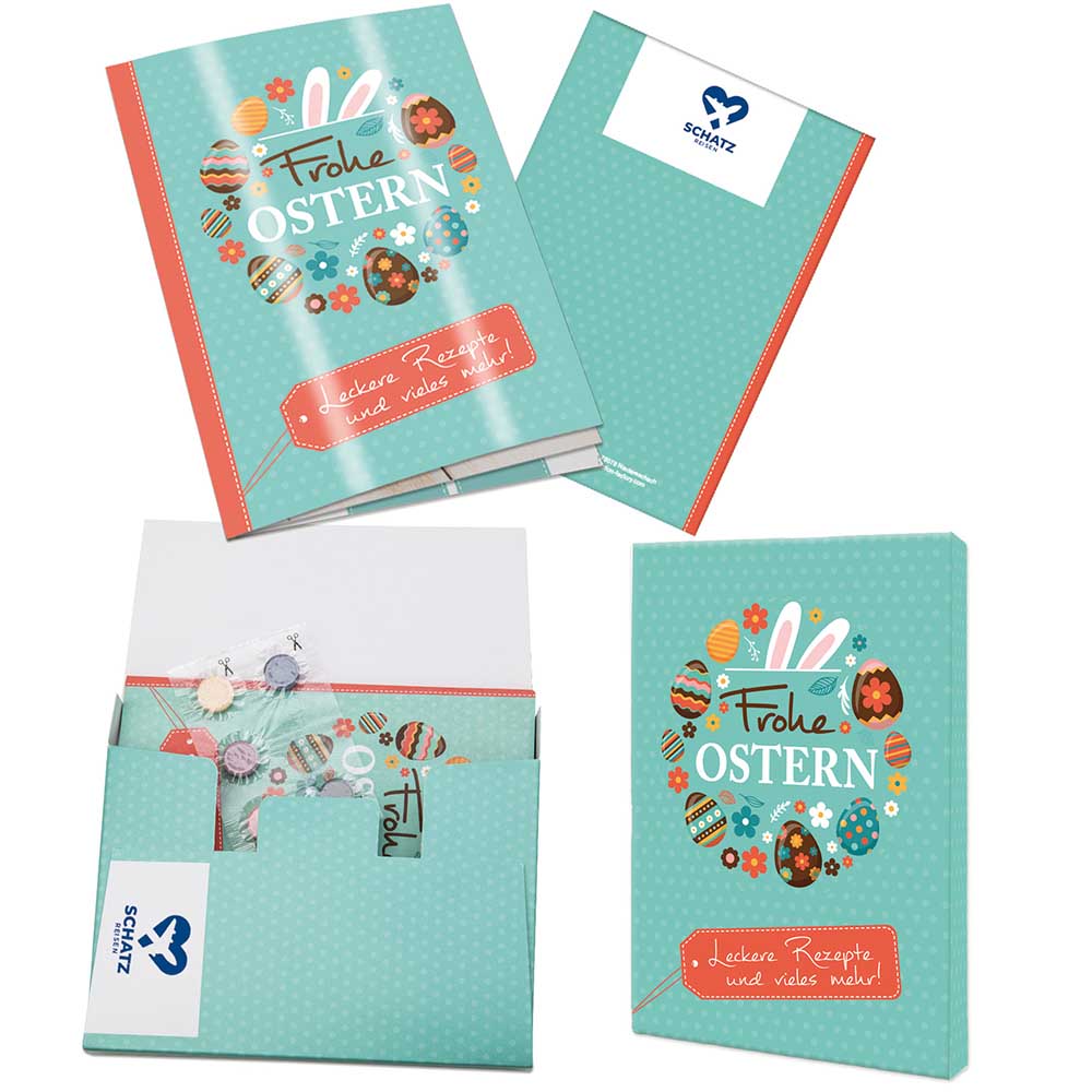Rezeptbuch-Set "Ostern" - Eierfarben-Set mit 1-c Logoeindruck