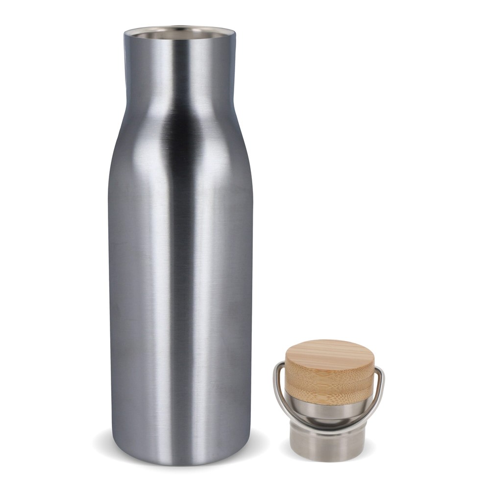 Isolier-Flasche mit Bambusdeckel, 500ml