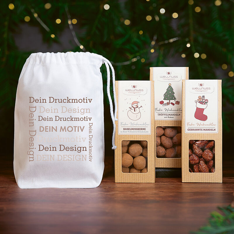 3 Premium Snacks im Baumwollsäckchen - Weihnachts-Edition
