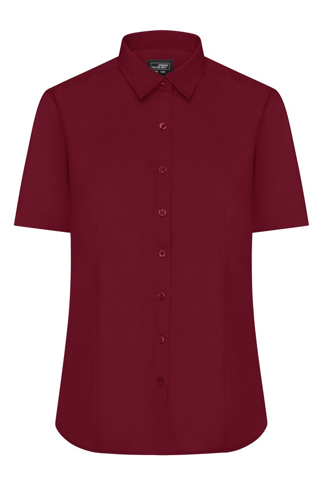 Ladies' Shirt Shortsleeve Poplin - Wine (ca. Pantone 195C)