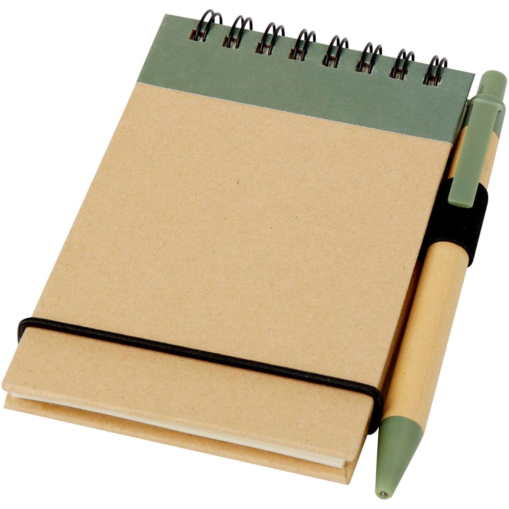 Zuse A7 Recycling Notizblock mit Stift - heather grün, natur