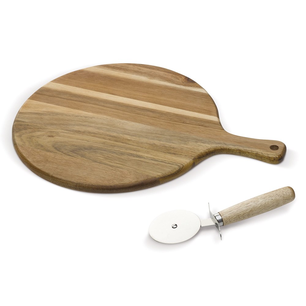 Pizza Schneidebrett mit Rollmesser Pizza Schneidebrett mit Rollmesser