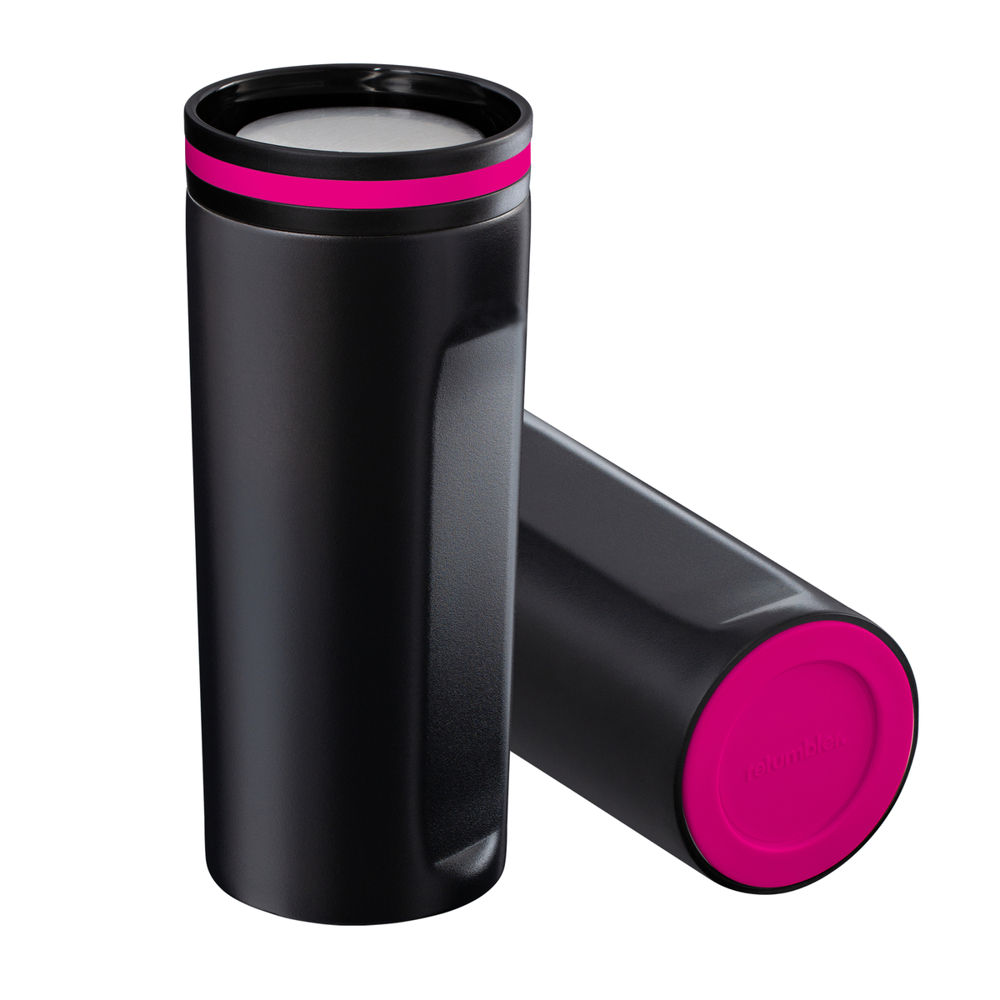 Thermobecher RETUMBLER-mySTEELONE - magenta, schwarz, silber, weiß