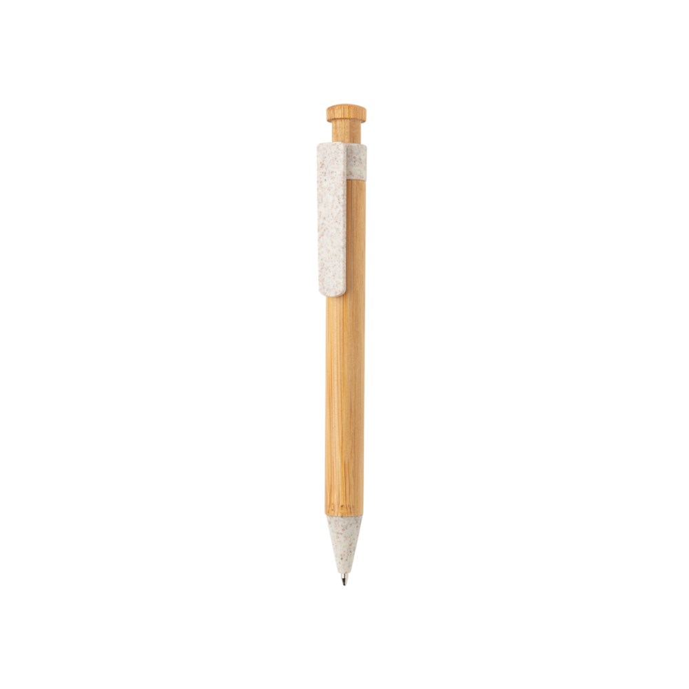 Bambus Stift mit Wheatstraw-Clip - weiß (± PMS White)