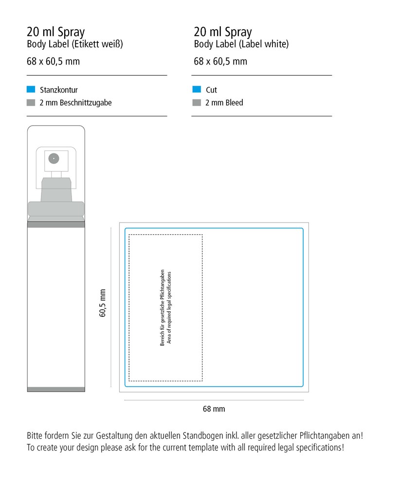 Hände-Desinfektionsspray (DIN EN 1500), 20 ml, Body Label