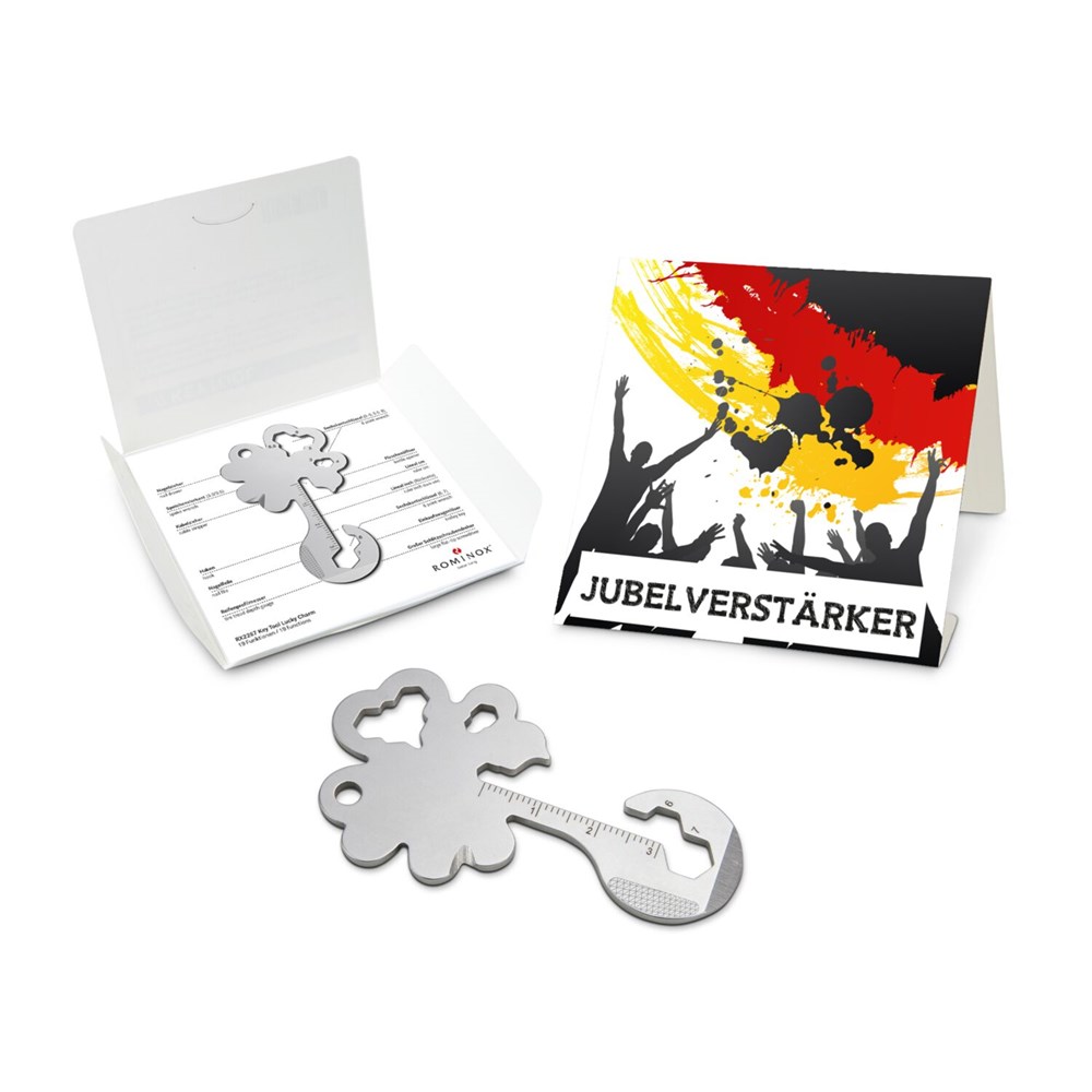 Geschenkartikel: ROMINOX® Key Tool Lucky Charm / Kleeblatt Glücksbringer (19 Funktionen) für Deutschland Fans Geschenkartikel: ROMINOX® Key Tool Lucky Charm / Kleeblatt Glücksbringer (19 Funktionen) für Deutschland Fans