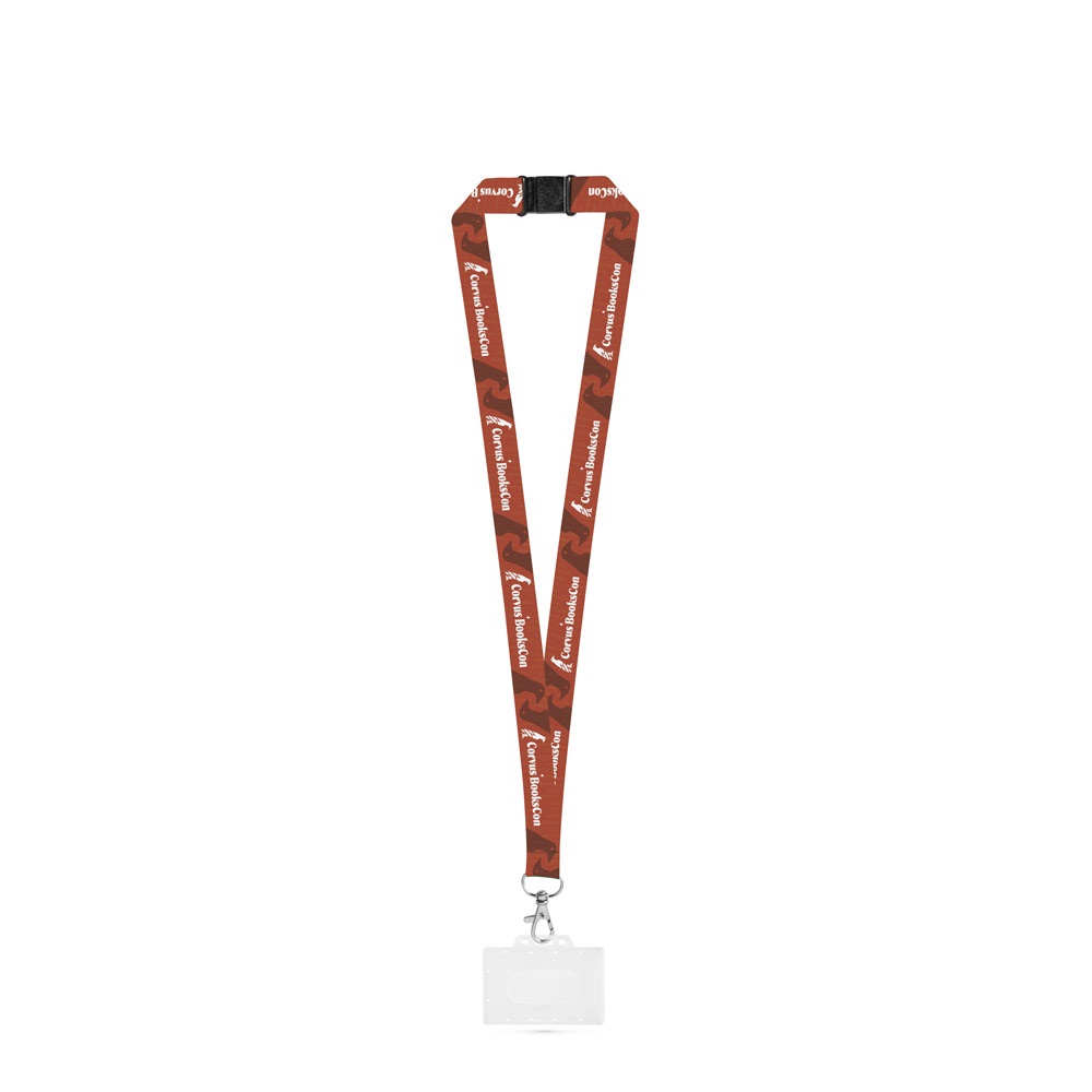 BARNSLEY. Lanyard aus recyceltem Polyester (100%rPET) mit Karabiner, Schicherheitsverschluss und Kartenhalter aus Hartplastik, geeignet für Sublimation