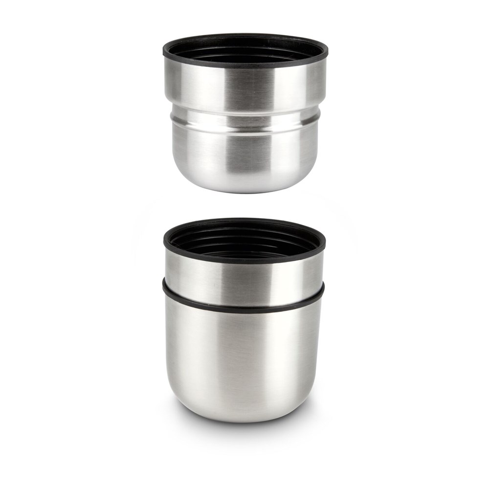 ROMINOX® Isolierkanne // Cup in Cup - mit 2 Deckeln - Silber ROMINOX® Isolierkanne // Cup in Cup - mit 2 Deckeln - Silber