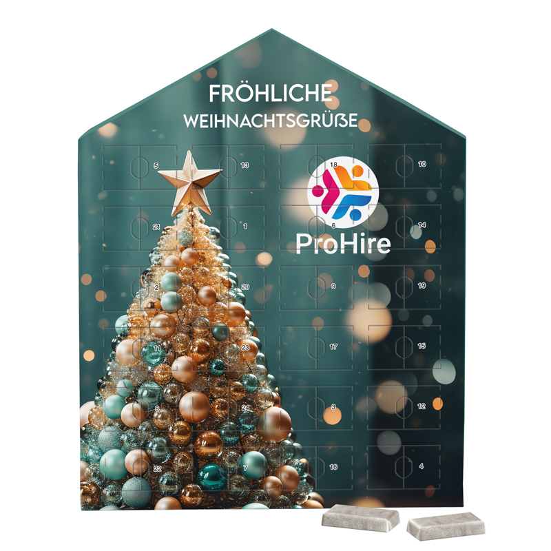 Täfelchen Adventskalender Haus, Napolitain in Pergaminpapier