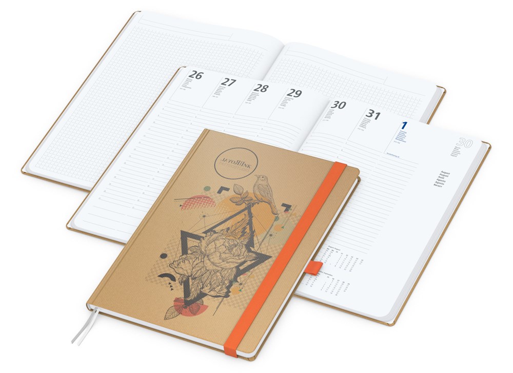 Wochenplaner Match-Hybrid White Bestseller, A4, Natura braun-individuell, orange Wochenplaner Match-Hybrid White Bestseller, A4, Natura braun-individuell, orange