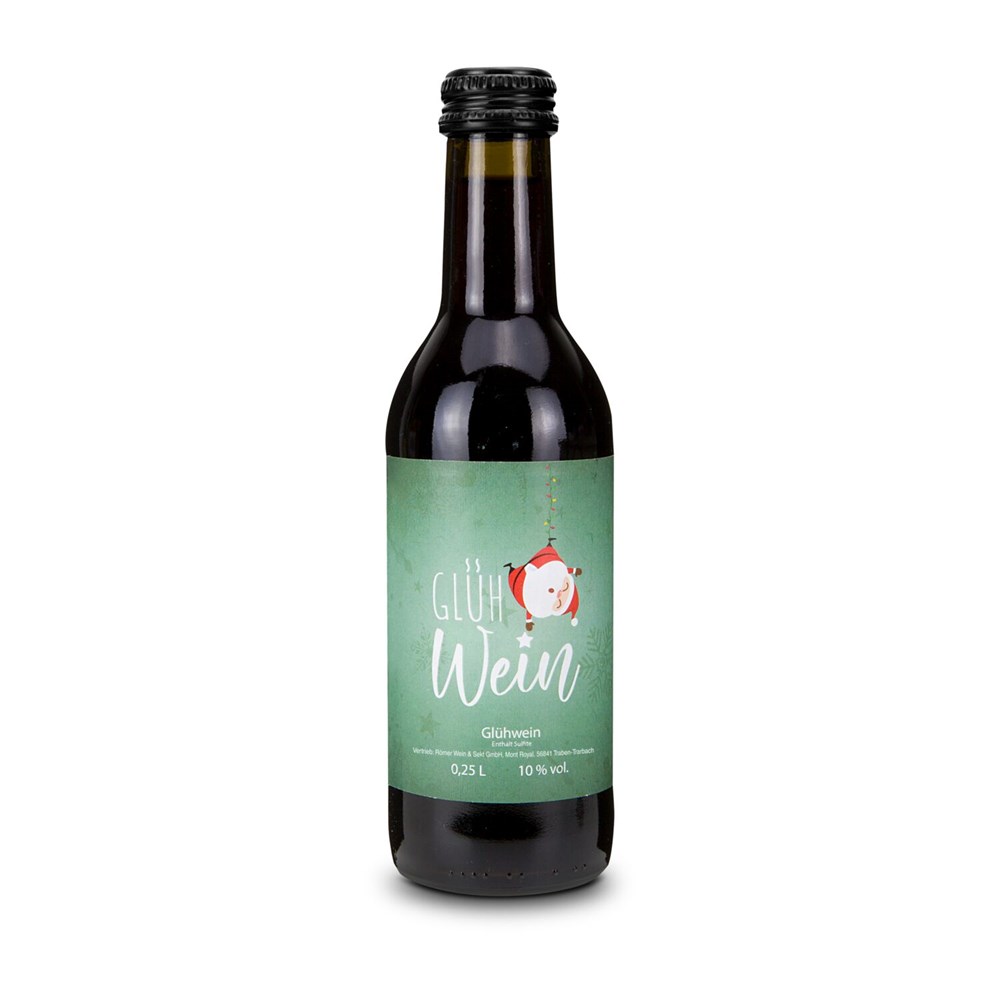 Glühwein - Flasche olivgrün, Schraubverschluss schwarz, 0,25 l Glühwein - Flasche olivgrün, Schraubverschluss schwarz, 0,25 l
