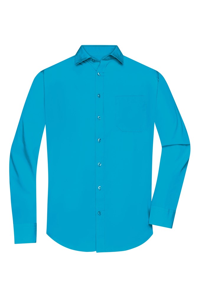 Men's Shirt Longsleeve Poplin - Turquoise (ca. Pantone 312C)
