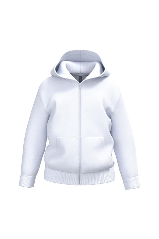 K4045 - Recyceltes Kinder-Kapuzensweatshirt mit Reißverschluss - White