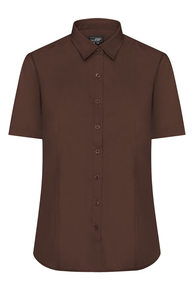 Ladies' Shirt Shortsleeve Poplin - Brown (ca. Pantone 476C)
