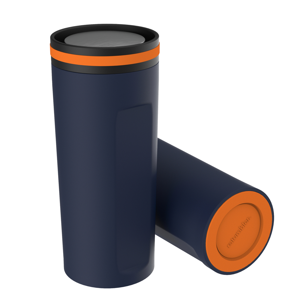 Thermobecher RETUMBLER-mySTEELONE - orange, weiß, marineblau, schwarz, silber