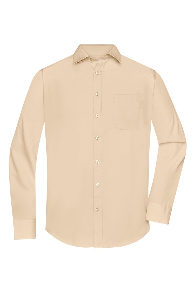 Men's Shirt Longsleeve Poplin - Stone (ca. Pantone 7501C)