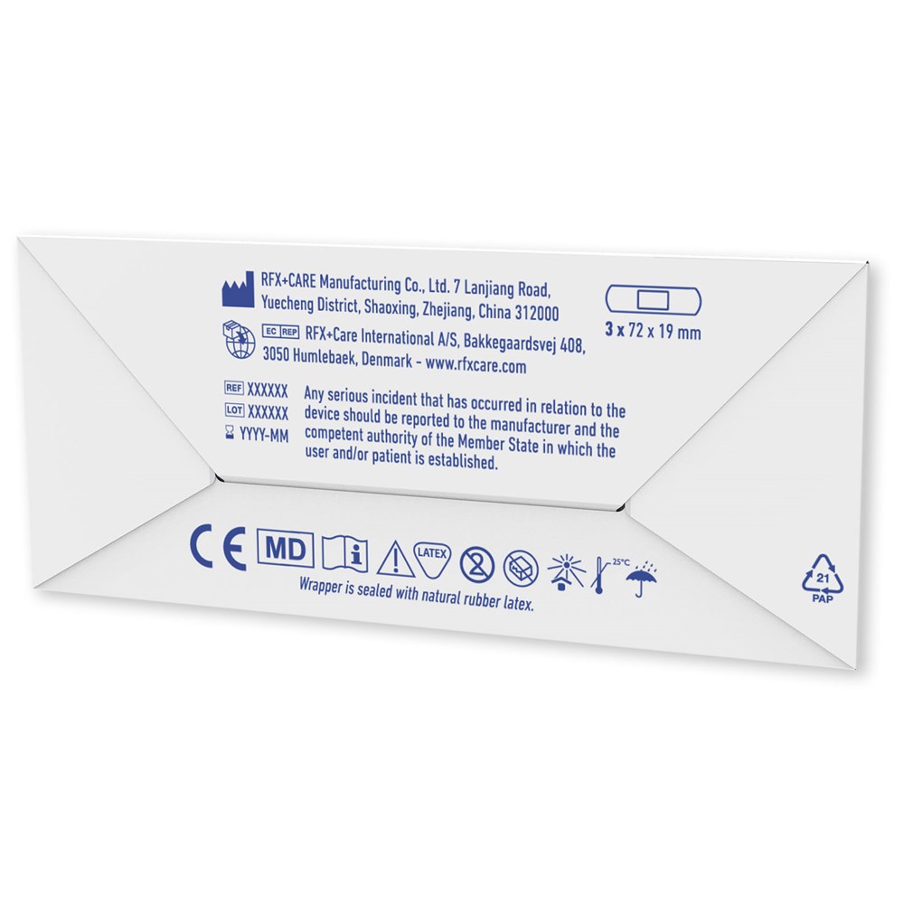 3 Pflaster mit vollfarbig bedrucktem Mini-Papierumschlag 3 Pflaster mit vollfarbig bedrucktem Mini-Papierumschlag