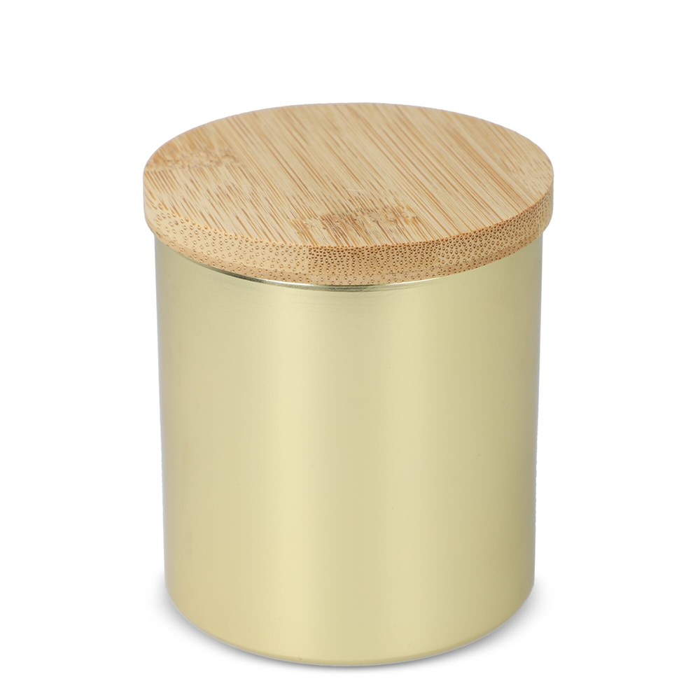 Bhakti-Duftkerze auf pflanzlicher Basis in recyceltem Aluminiumgefäß - gold