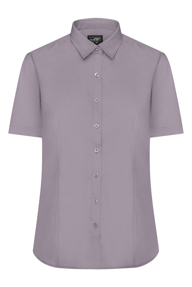 Ladies' Shirt Shortsleeve Poplin - Steel (ca. Pantone 423U)