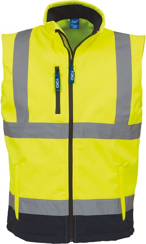 Yoko Hi-Vis Softshell Gilet - Hi Vis Gelb / Marine