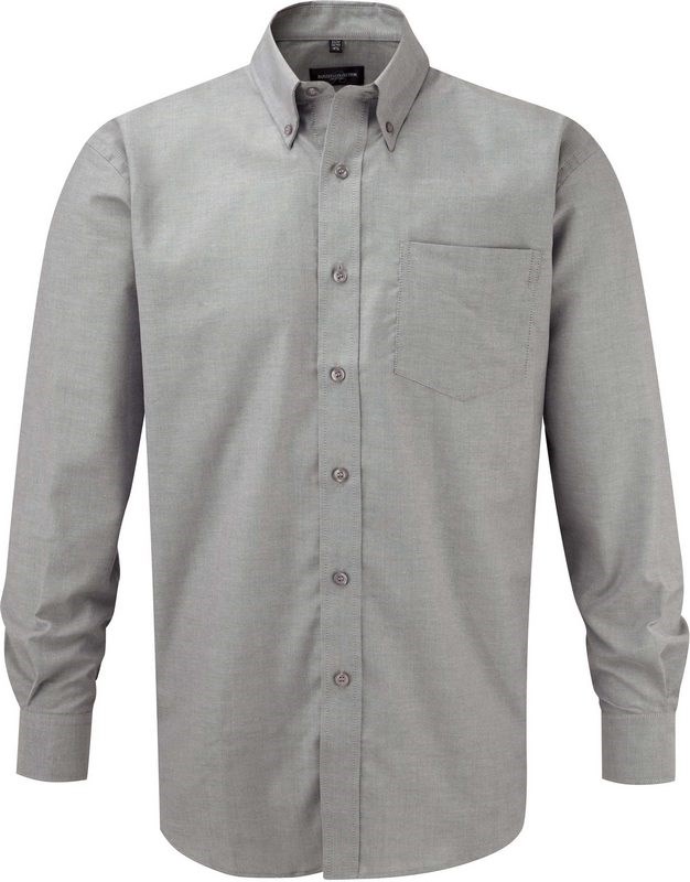 Russell Men's Long Sleeve Easy Care Oxford Shirt - silver